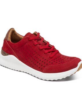 Aetrex Laura Orthopedic Lace Up Sneakers Suede Walking Shoes Red Women's size 10